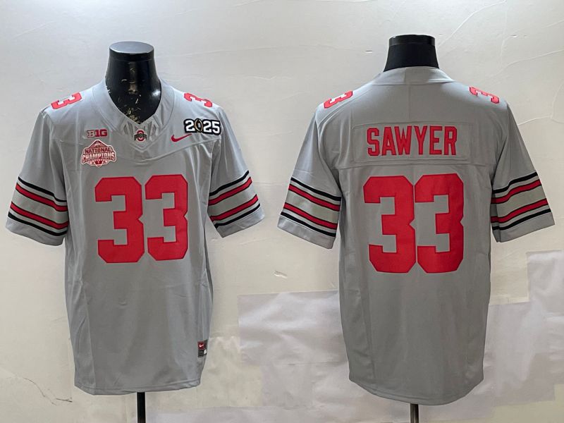 Men Ohio State Buckeyes #33 Sawyer Grey Three generations Nike 2025 NCAA Jersey->ncaa teams->NCAA Jersey